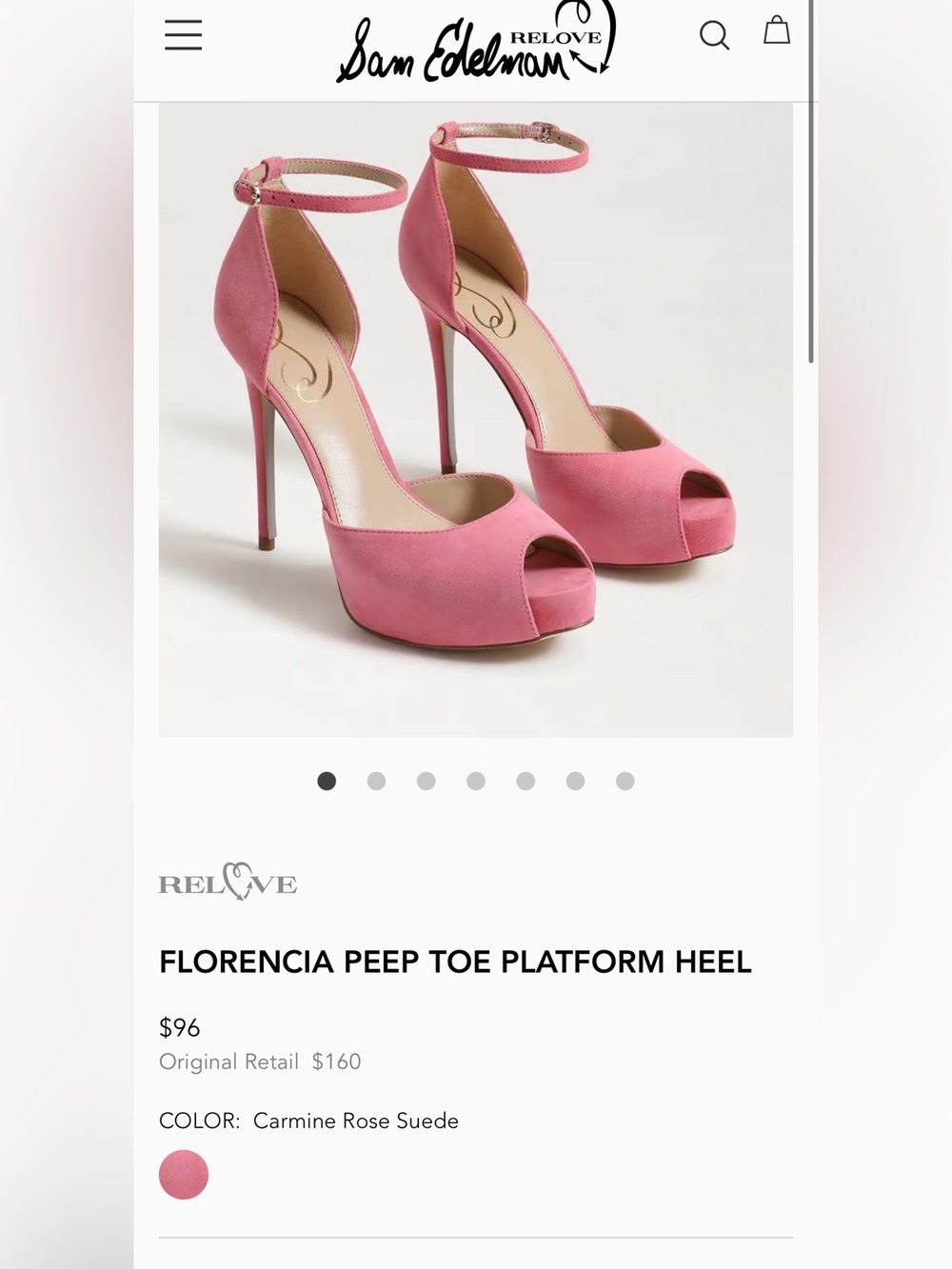 Florencia Carmine Rose Peep Toe Platform Heel